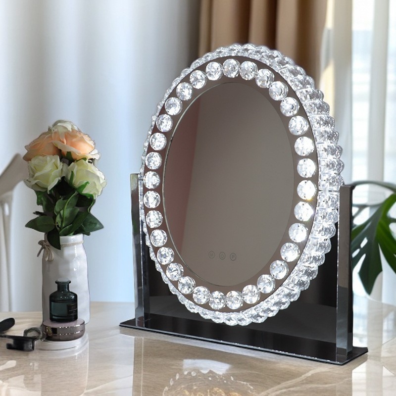 Elíptico 360 ° giratorio led espejo de maquillaje simple lujoso lámpara de ventana de escritorio doméstico de alta calidad dormitorio grande