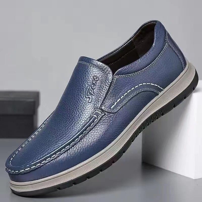 New Leather Shoes, Simple Casual Shoes, Men's Slip-Ons, Slip-On Sneakers, Business Breathable Beanie Shoes, Foreign Trade Models