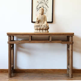 古朴年代榆木条案简约现代新中式家具实木复古香几门厅玄关桌供台