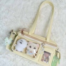 日韩系二次元娃包女生透明托特包通勤大容量单肩斜挎包波士顿痛包