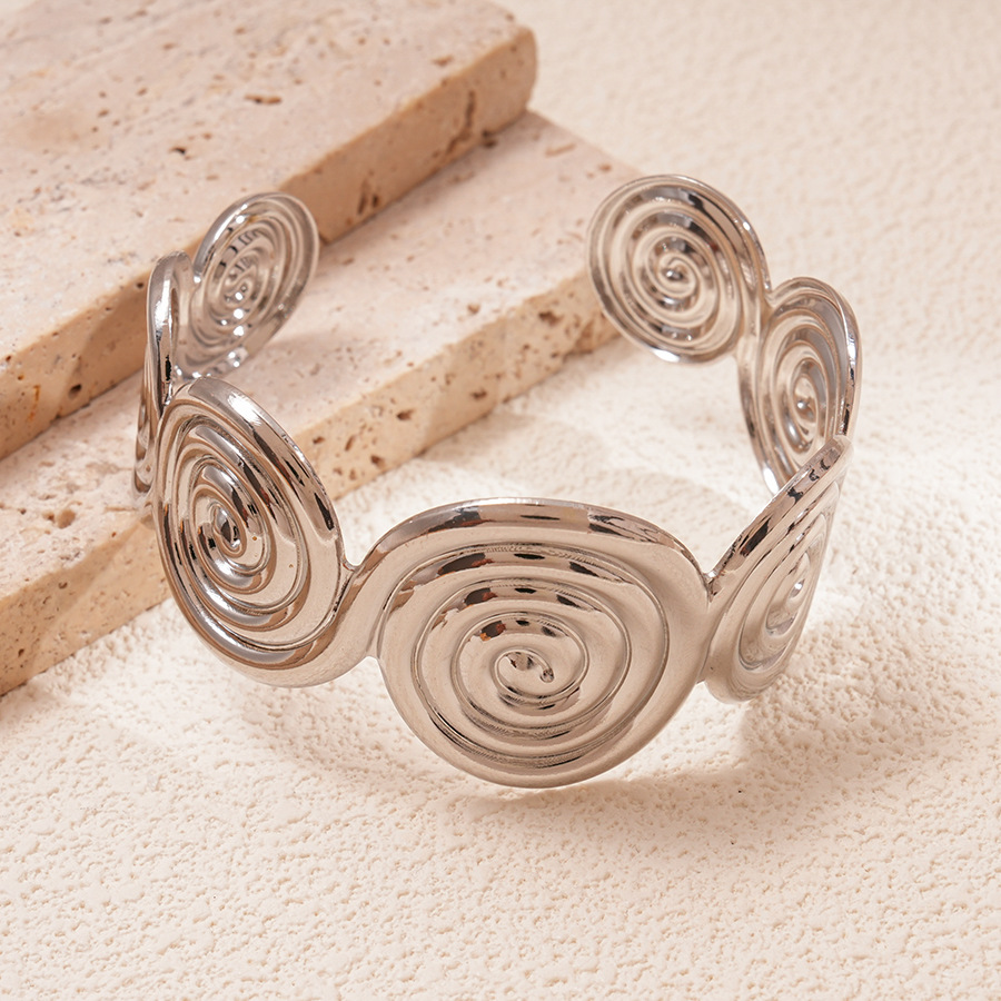 Europa y América sensación de metal redondo espiral abertura pulsera de industria pesada transfronteriza personalidad de alto nivel nicho simple joyas image 8