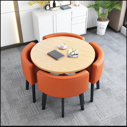 Simple Recepción y negociación pequeña mesa redonda mesa de recepción negociación reunión mesa de invitados y silla traje Oficina área de descanso mesa y silla combinación