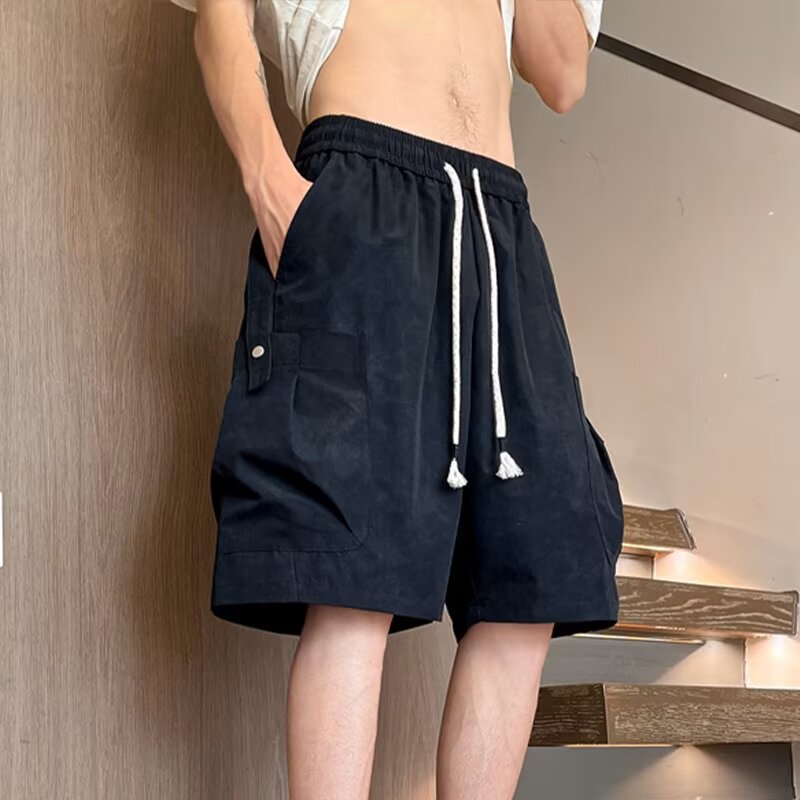 Tie-Dye Shorts Men Summer Multi-Pocket Cargo Shorts Men Trendy American Retro Straight Casual Versatile