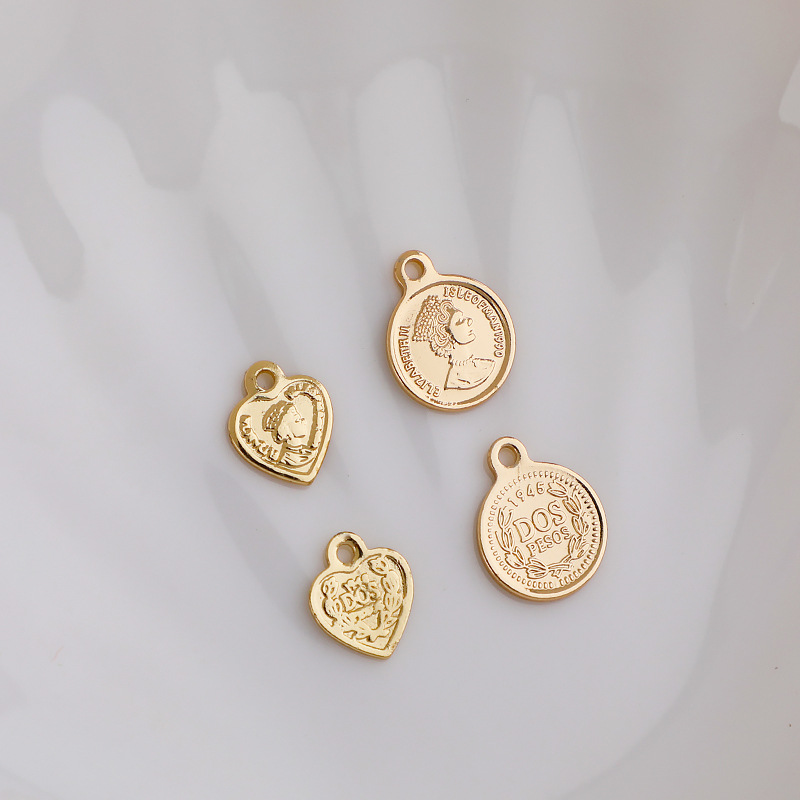Letter, Heart Shape Pattern 1 Piece 12.5*10mm 8*10mm Hole 1~1.9mm Metal Letter Heart Shape Jewelry Accessories Pendant