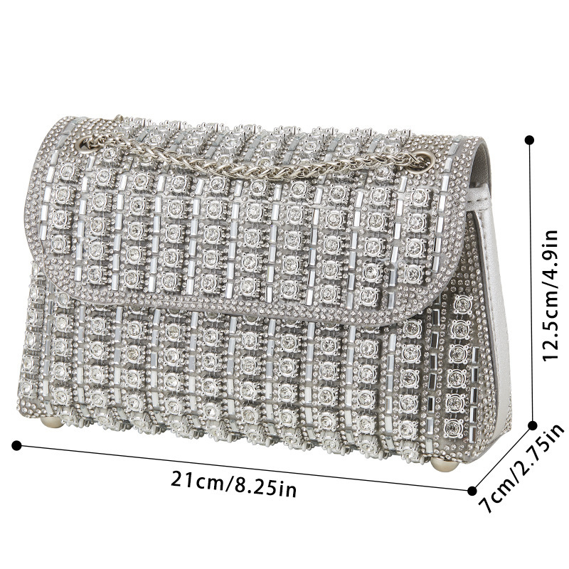 Cross-Border Amazon New Gemstone Evening Bag Diamond-Inlaid Elegant Party Clutch Handbag For Women European And American Style - Thumbnail 5