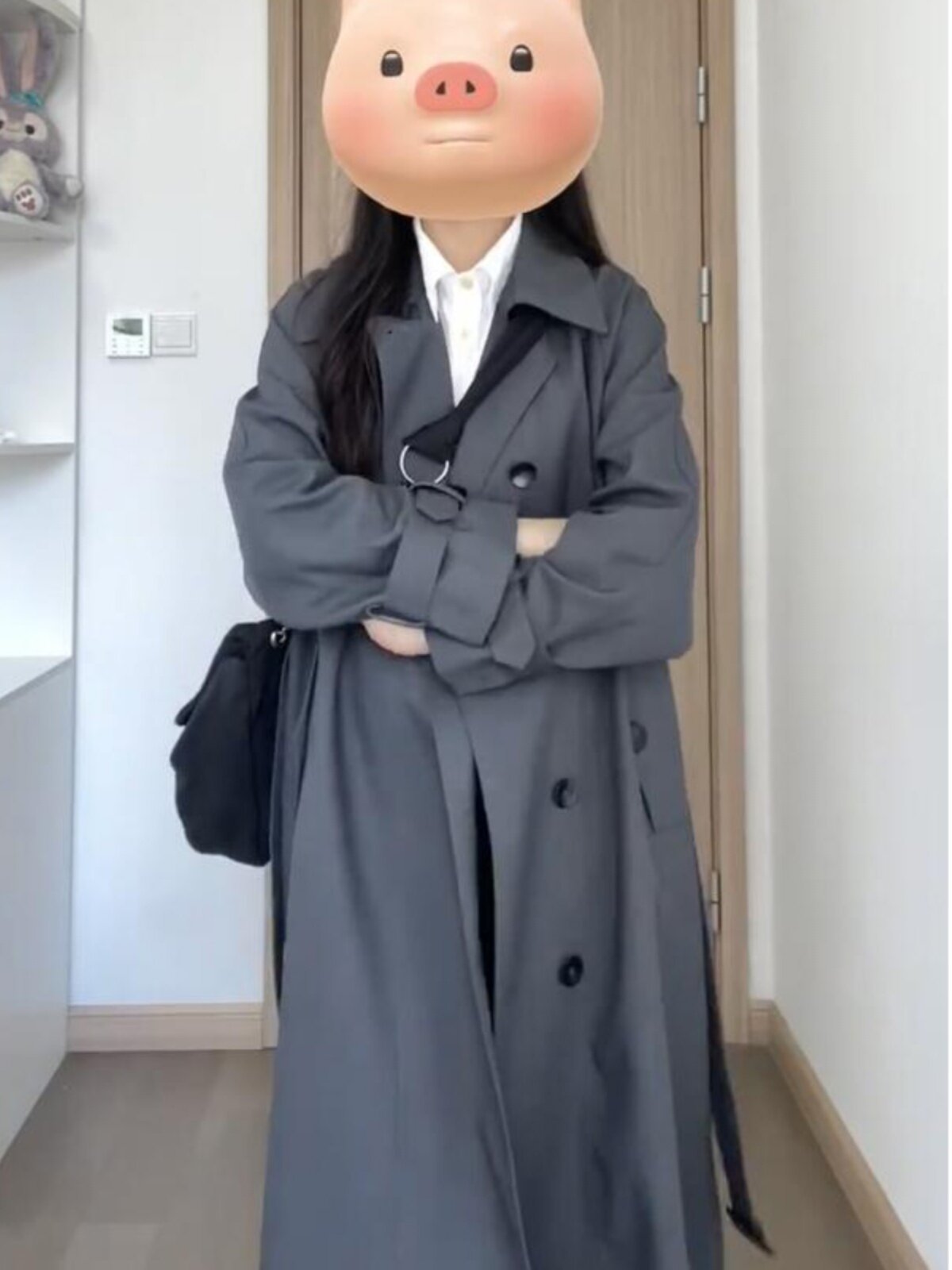 Gray Windbreaker Jacket for Women, Autumn New Mid-Length Petite Casual Stylish Coat, Korean College Style