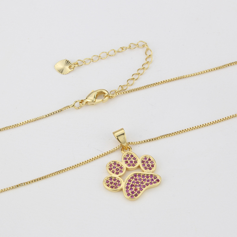 Korean Style Ins Zircon Catu0027s Paw Necklace Europe and America Cross Border Simple Niche Design C