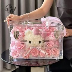 hellokitty永生花玫瑰KT猫客厅高档礼盒送女友七夕生日情人节礼物