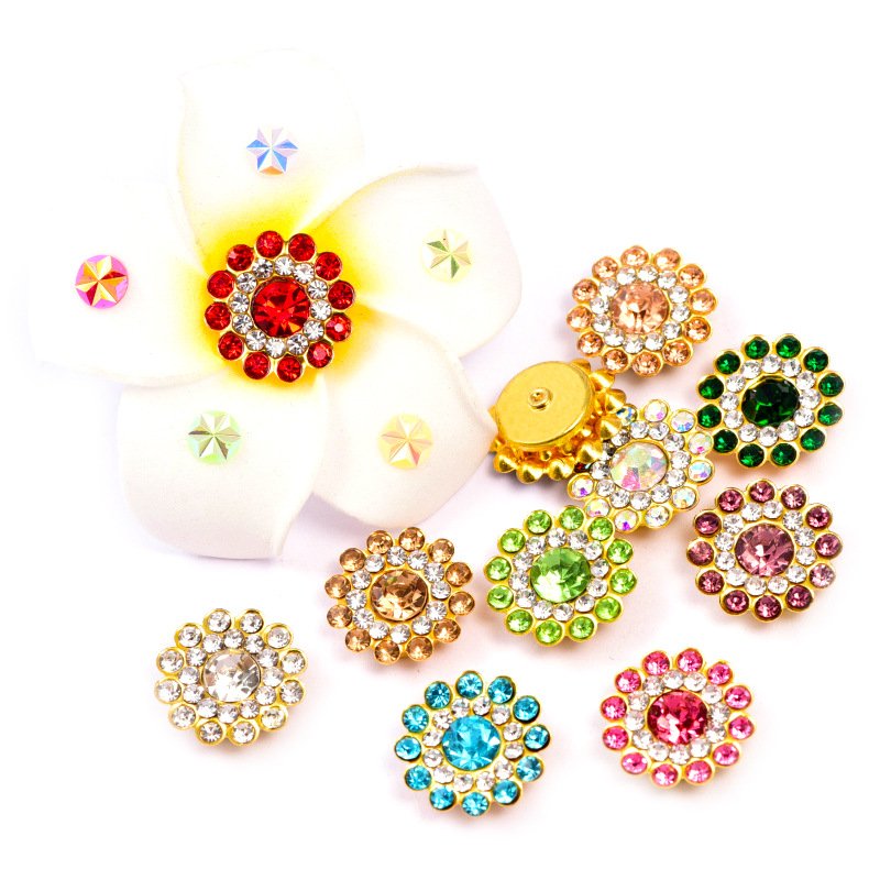 双边太阳花玻璃水晶手缝钻钻扣 (2)