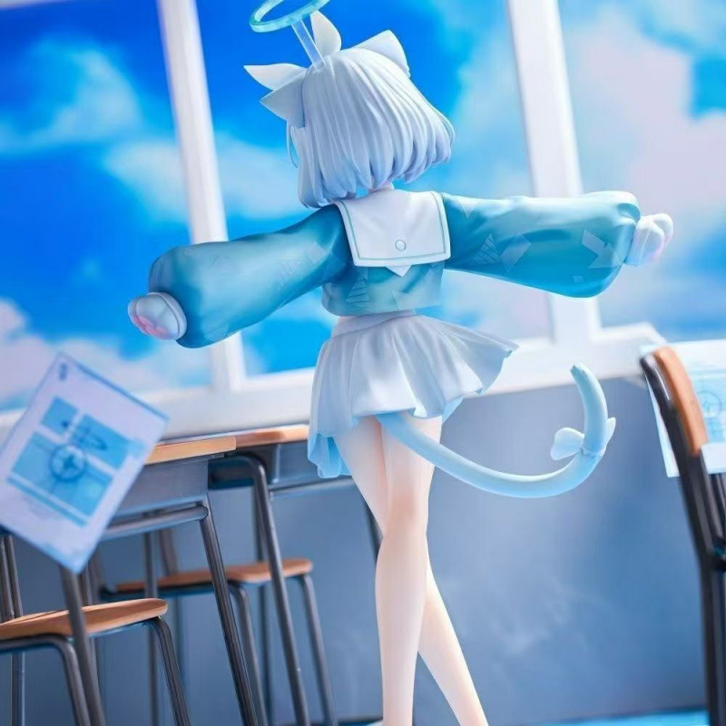 고양이귀 세일러복 소녀 피규어 책상 장식 약 21cm