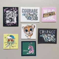 New Year Tiger Series Offset Printing Sticker for Handmade Bags, Clothing, Decorative Fabric Labels, Patches