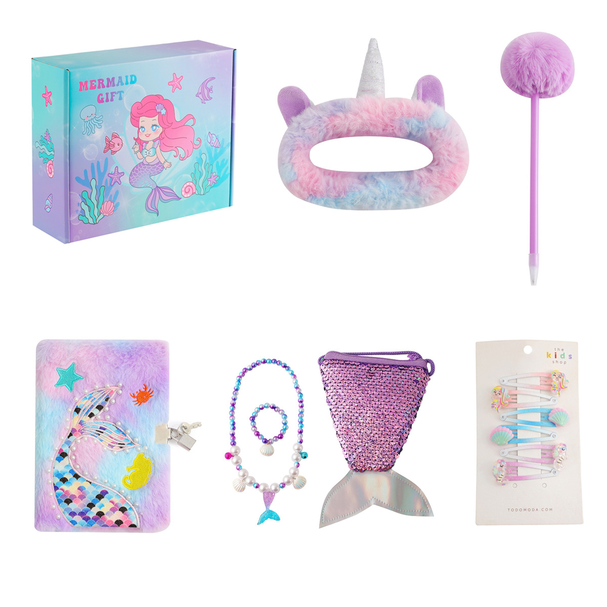 AMAZON OCEAN SERIES MERMAID 어린이용 선물 상자 학생용 학교용품 선물 노트북 세트 생일 선물 상자