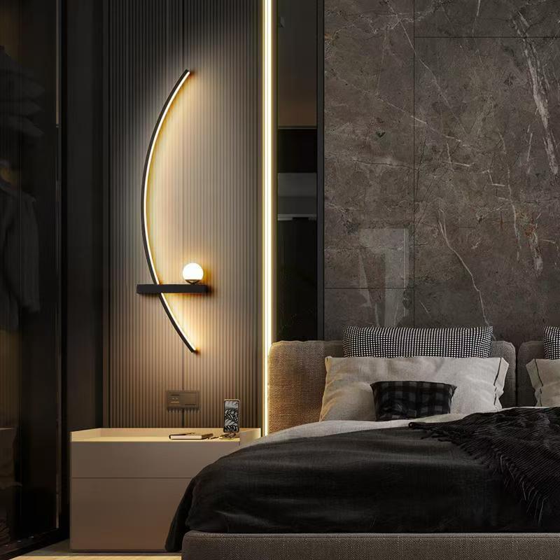 lámpara de pared de pared de cama moderna minimalista larga sala de estar lámpara de pared de fondo de sofá de hotel pasillo