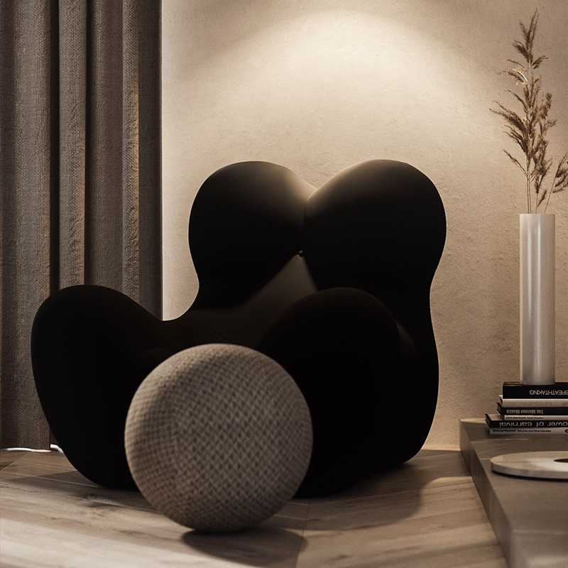 Sillón de Diseño con Forma de Hortensia, Estilo Italiano de Lujo Ligero, para Dormitorio, Sofá Irregular, Asiento Minimalista Italiano