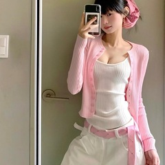 韩系温柔风针织吊带背心开衫两件套装女纯欲甜辣妹修身2025早秋季