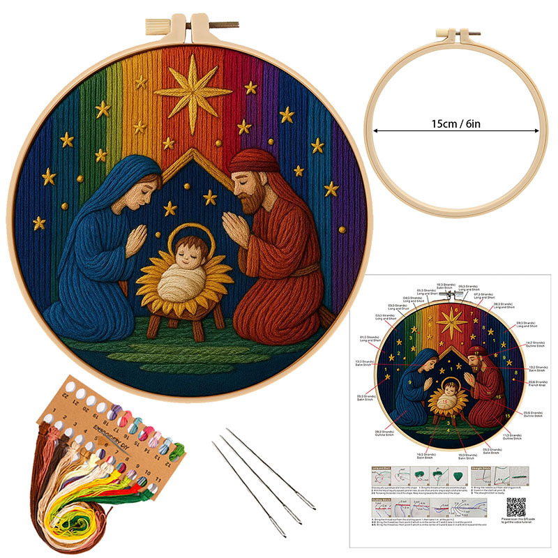 Paquete de materiales bordados DIY hechos a mano paisaje nocturno amazónico inglés transfronterizo