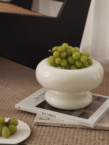 Creative Life [Marshmallow] Ceramic Fruit Plate Home Living Room Coffee Table Storage Fruit Plate Snack Plate