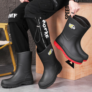 light shoes 46-48 plus size men's rain boots tube non-slip waterproof sole water boots thick bottom comfortable kitchen site