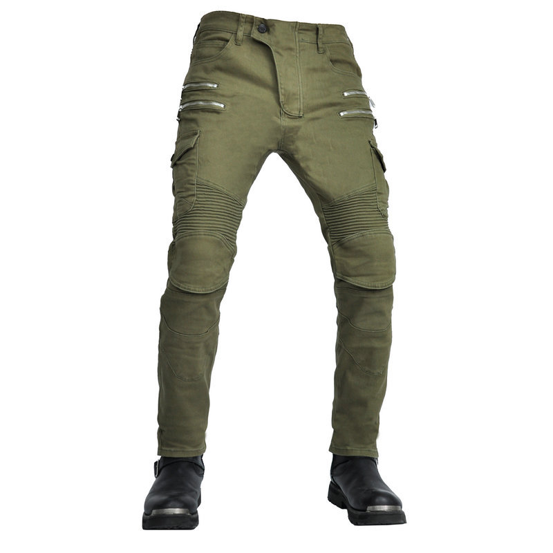 Pantalones vaqueros de la motocicleta de los hombres multi-Bolsa de ropa de trabajo pantalones de montar retro Cuatro Estaciones cremallera elástica off-road anti-caída Pantalones