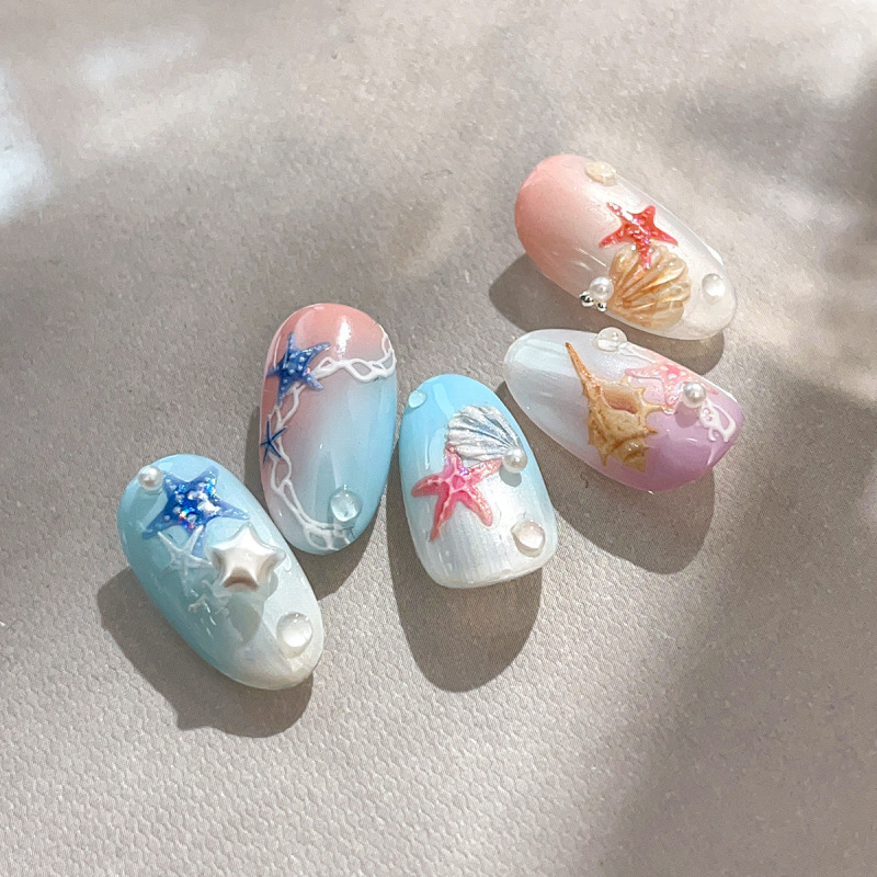シェルライトヒトデネイルアートステッカーファンタジーオーシャンワールド法螺貝貝殻水バブルネイルデカール装飾卸売|undefined