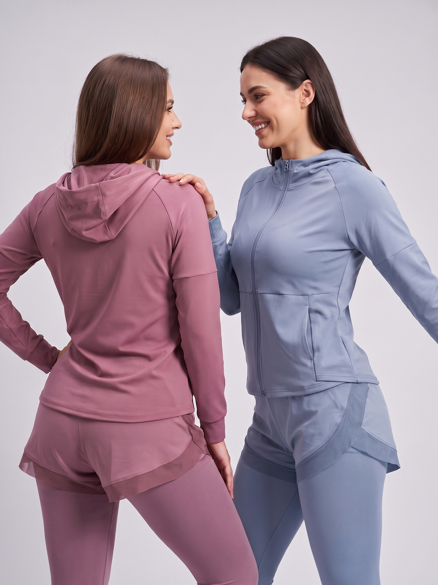 Ropa deportiva Juyitang para mujer, suéter holgado color melocotón para yoga, ropa para correr, chaqueta deportiva con capucha.