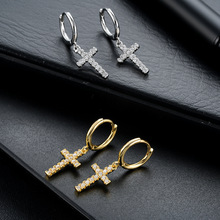 十字架微镶钻耳环耳扣男欧美跨境经典新潮锆石耳饰女气质百搭饰品