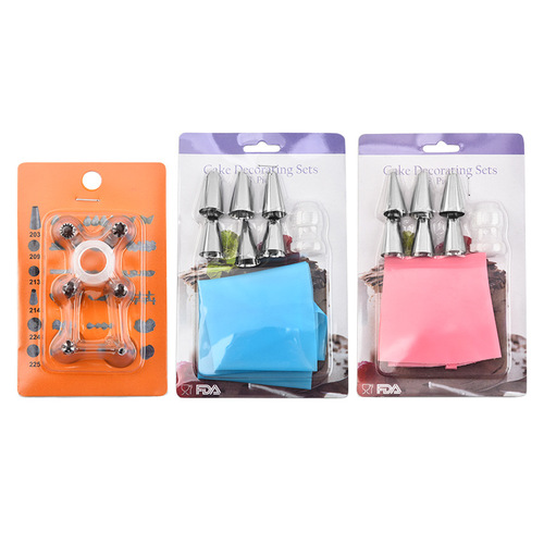 Round mouth cream nozzle, writing string shaped puffs, a complete set of baking tools, 430 stainless steel decorating nozzle card