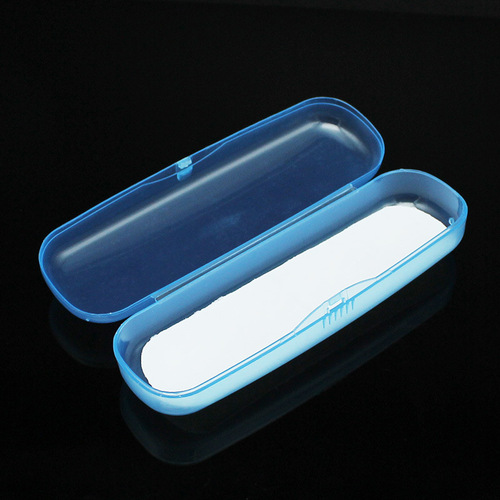 New translucent plastic glasses case blue transparent reading glasses case lightweight PVC hard plastic box snap-on storage