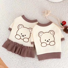 Korean style couple pet dog cat clothes skirt T-shirt bear teddy small and medium dog supplies