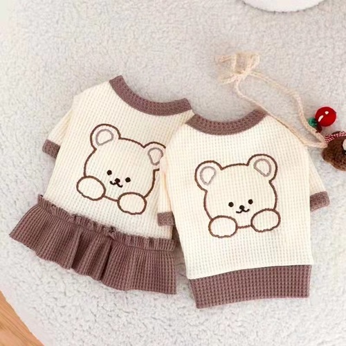 Korean style couple pet dog cat clothes skirt T-shirt bear teddy small and medium dog supplies