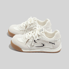 蓓尔美式休闲蕾丝运动鞋 2025秋季新款轻便板鞋高颜值小白鞋B2707