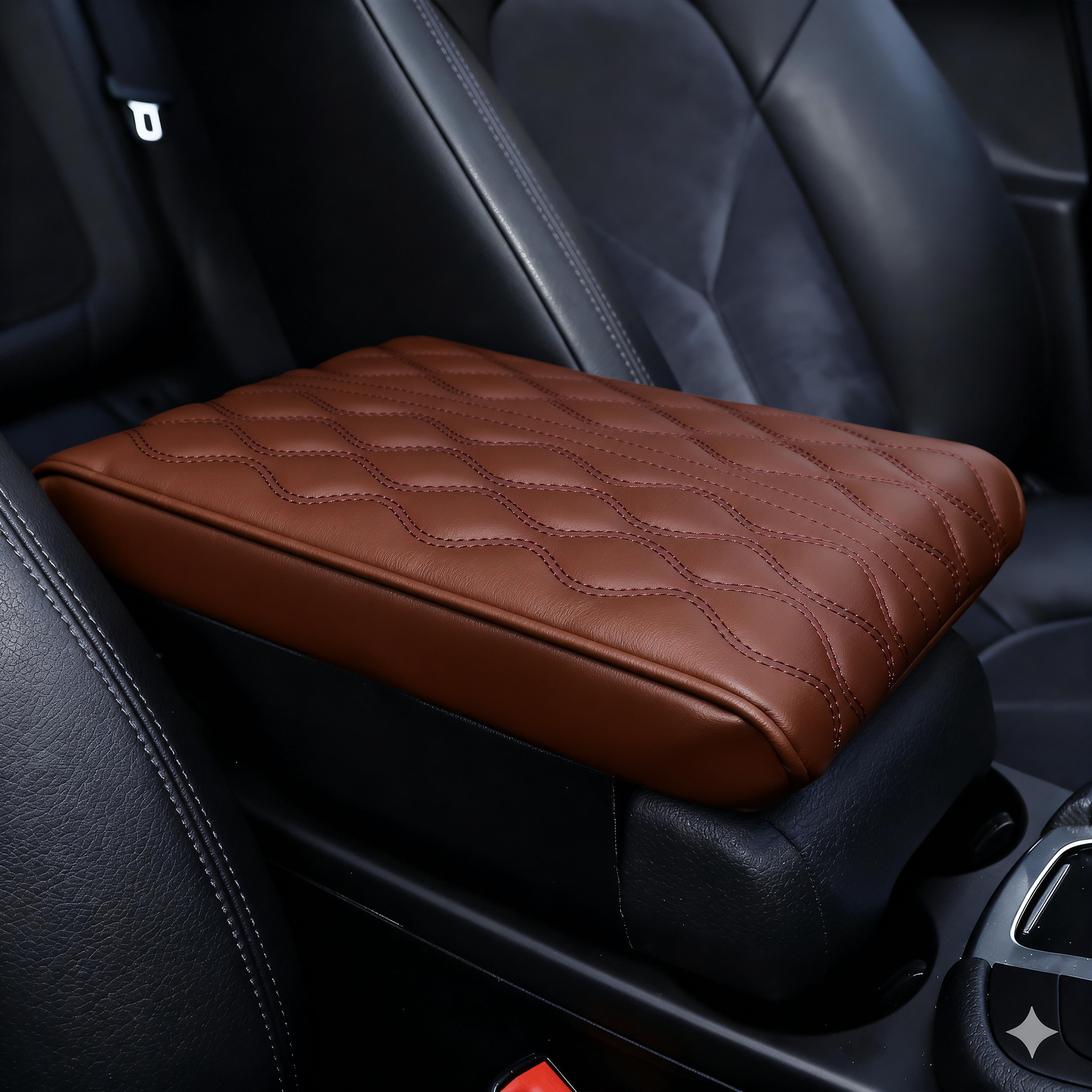Armrest box pad – Universal Pad - wavy-memory-foam-armrest-heightening-pad-coffee-color