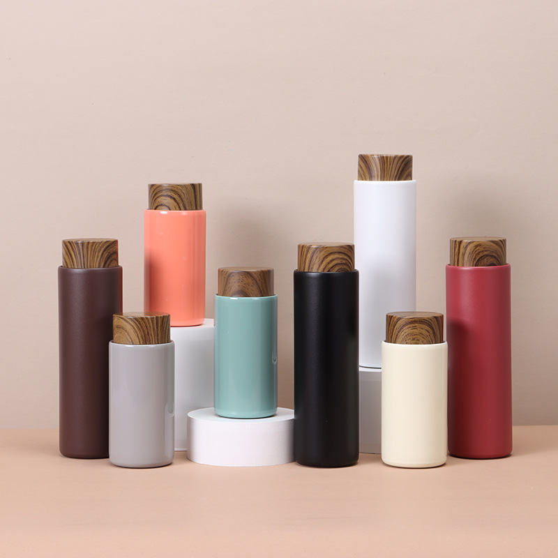 新款304不锈钢木纹保温杯日式原宿水杯户外便携商务泡茶水杯批发