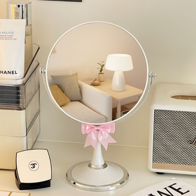 Nuevo espejo de maquillaje de arco de escritorio para mujeres dormitorios de estudiantes portátiles de escritorio de oficina simple espejo de doble cara