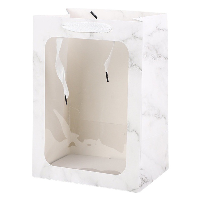 Bolsa de regalo transparente de ventana abierta Venta de Vacaciones bolsa de papel bolsa de regalo de flores bolsa de embalaje bolso de ventana de regalo de mano