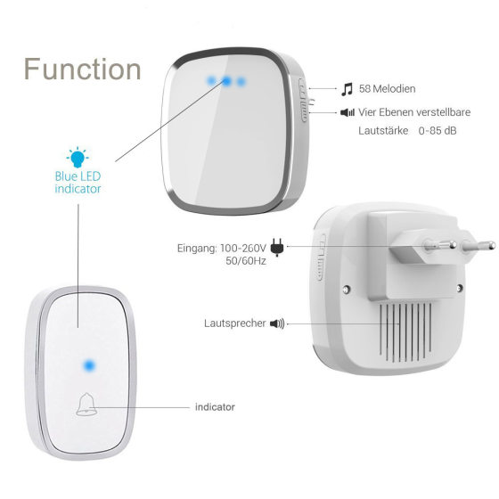 Factory direct home wireless doorbell communication digital music doorbell a pull a pager remote control doorbell cross-border