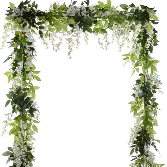 Filamento corto de flores de wisteria 5 cabezas - 1 blanco