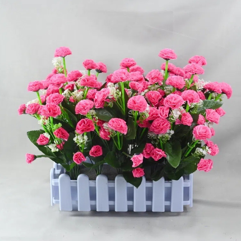 Pantalla de simulación de clavel bonsai flor de seda conjunto de flores falsas sala de estar decoración del hogar flores falsas