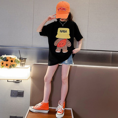 Girls' short-sleeved T-shirt 2023 new style summer big children's loose summer clothes children's mid-length half-sleeved tops trendy