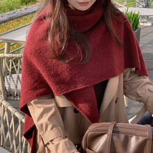 三角巾围巾女冬季韩系氛围感披肩2025新款保暖高级感羊毛混纺批发