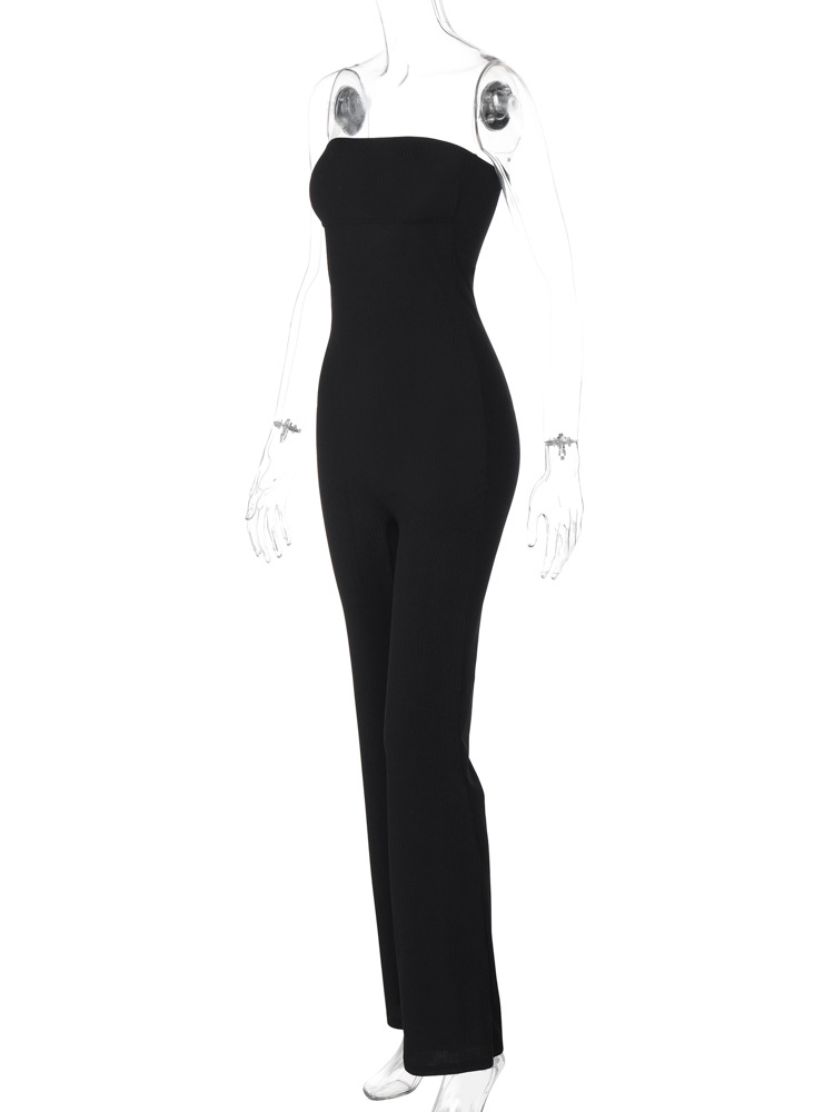 Women Clothing Spring Summer Slim Solid Color Tube Top Jumpsuit