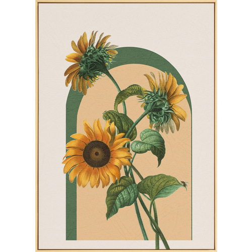 Nordic original wood style living room decoration painting yellow sunflower wall art light and fresh plant Japanese restaurant living room wall painting