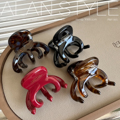 4mm厚さ韓国ins高馬尾中号クリップ中国赤フランス金標タコ高級感ヘアクリップ