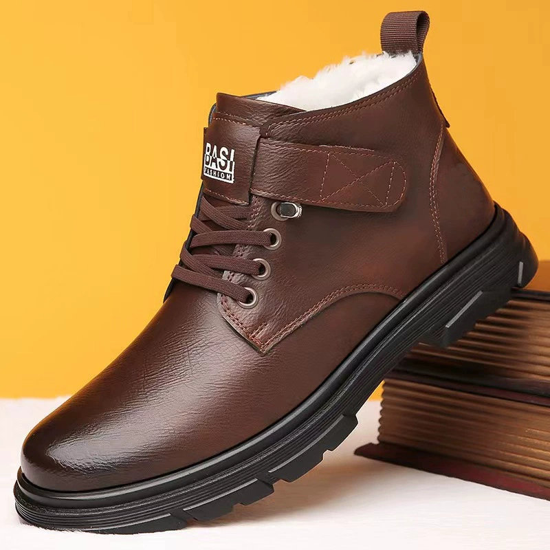 Хлопковая обувь мужская зимняя бархатная теплая нескользящая повседневная обувь бизнес хлопковые сапоги хлопчатобумажная обувь утолщение