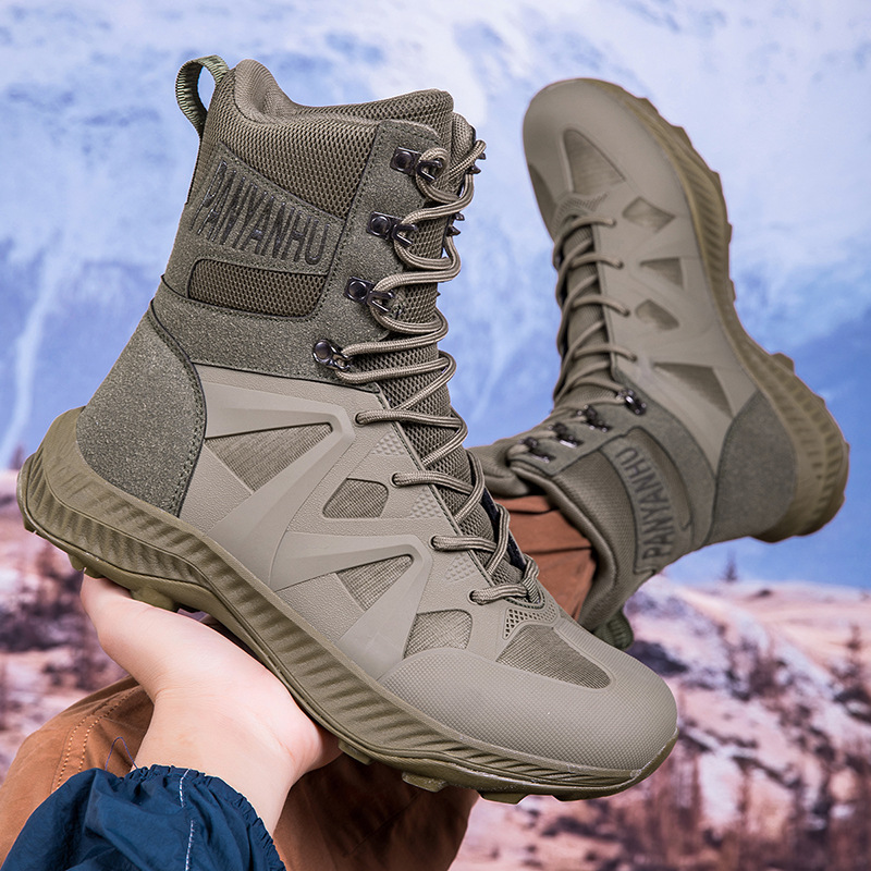 Aficionados militares transfronterizos Botas tácticas Botas de combate Montañismo al aire libre para hombres Zapatos altos para hombres Botas de entrenamiento de combate Botas de senderismo todoterreno