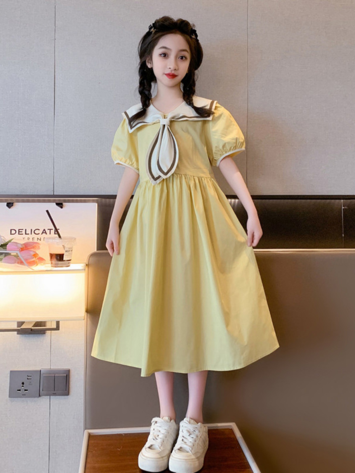 Girls' Summer dress 2025 New Children's Western Style Internet Celebrating College Style Skirt Summer Dress Women's Middle and Big Children's Long Skirt