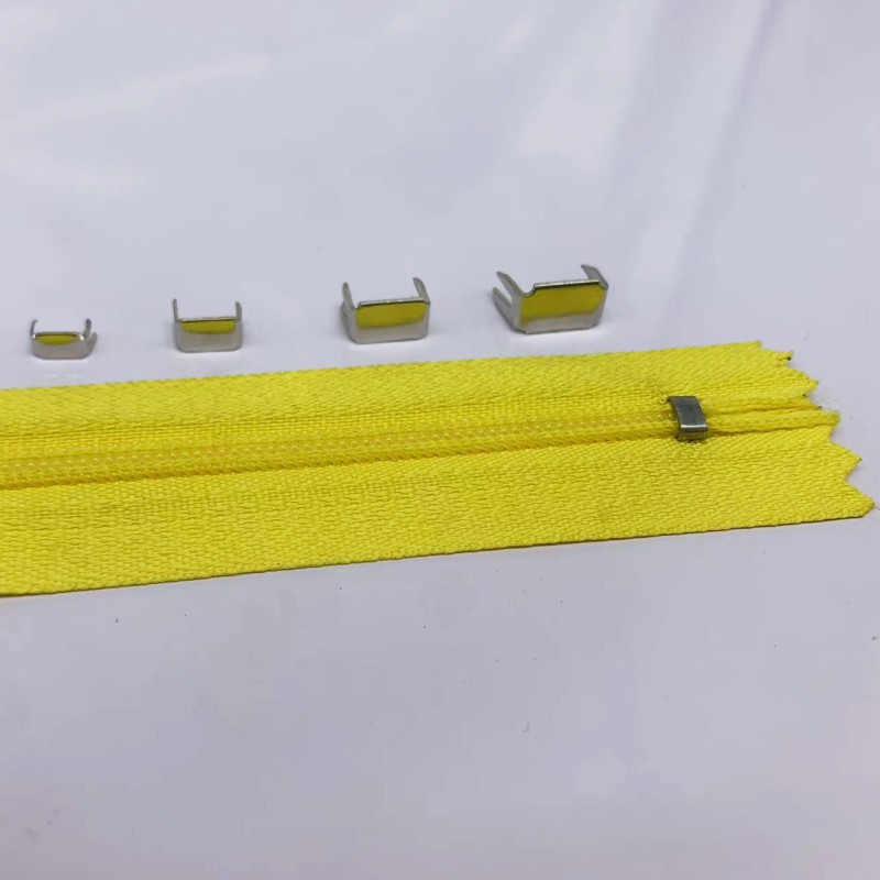 3号5号拉链配件下止码防脱卡扣银色后止四脚码闭尾拉链包包金属止