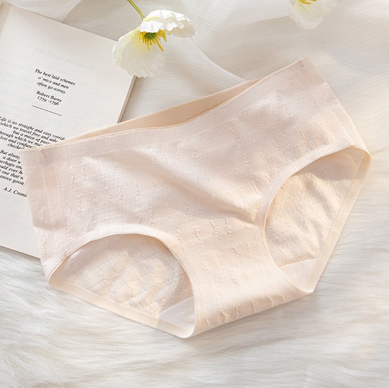 Nueva jacquard algodón antibacteriano entrepierna chica Otoño e Invierno desnudo piel-friendly Mediados de cintura sin costuras cadera-libre cómoda más ropa interior de tamaño