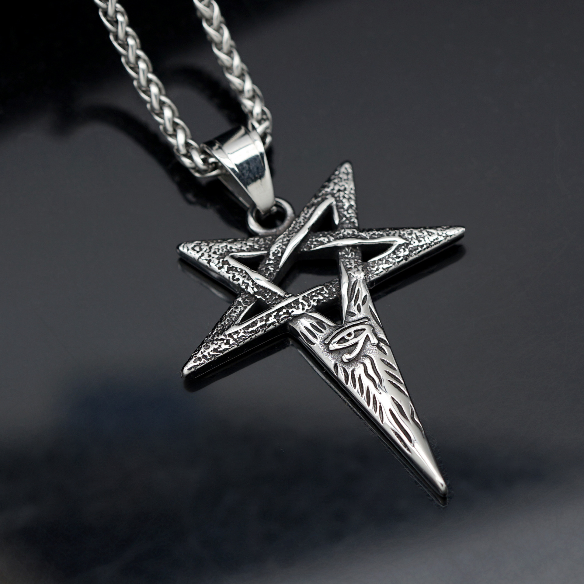 DIY Jewelry Accessories Classification 1 Piece Quantity 1 Piece 40*48mm 304 Stainless Steel Star Eye Of Horus Pendant Chain