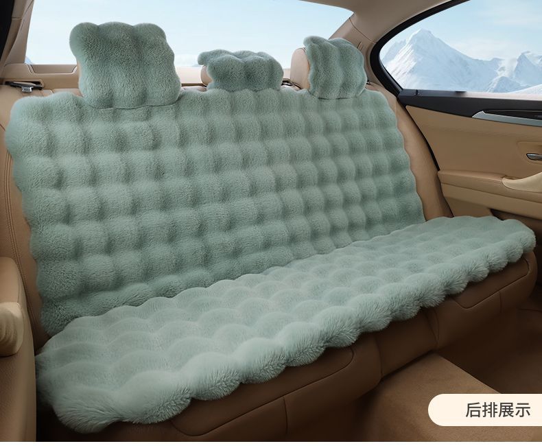 Bubble Velvet Car Seat Cushion, Universal for Five Seats, Backrest, Autumn and Winter, Non-Slip, Warm, Faux Rabbit Fur Car Seat Cushion, One-Piece